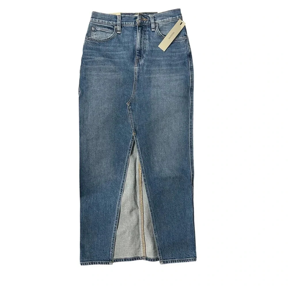 Hudson‎ Reconstructed Womens 25 Midi Legacy Denim Skirt Lucent Wash NWT